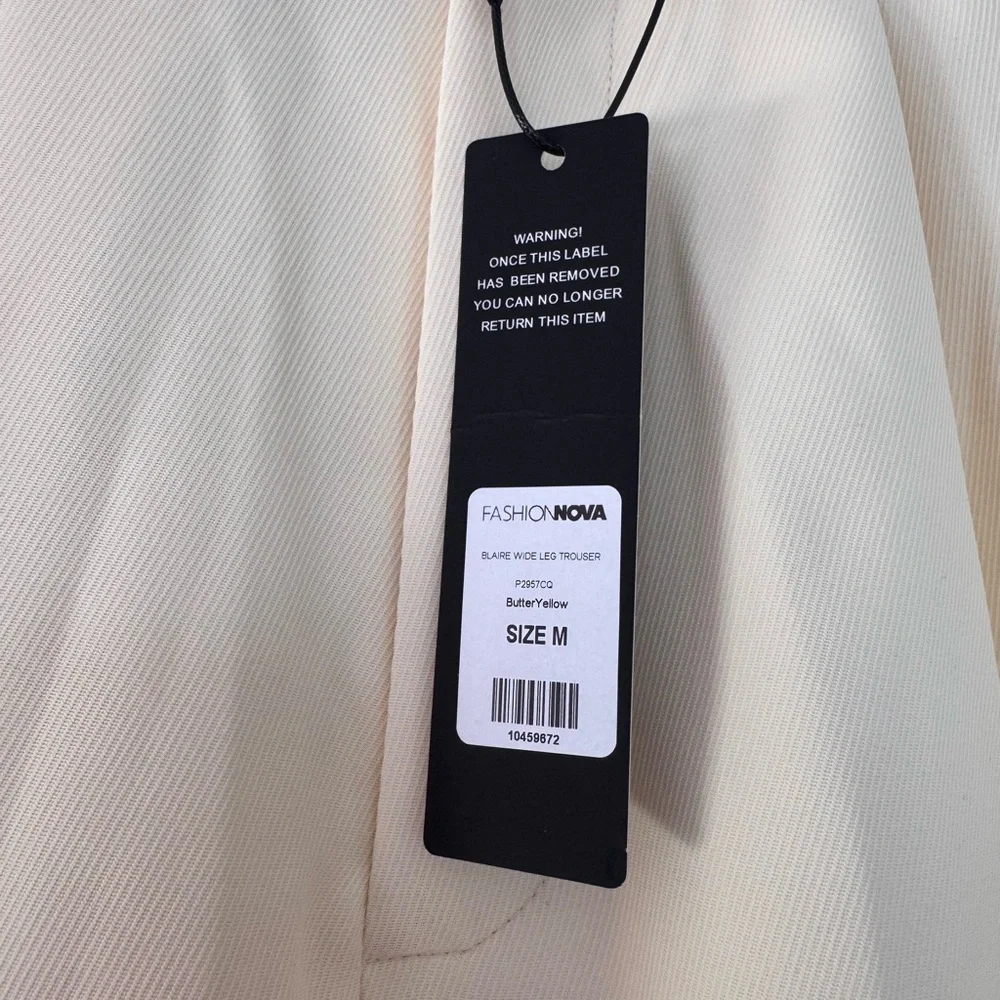 NWT Fashion Nova butter yellow wide leg trousers - Picture 7 of 7